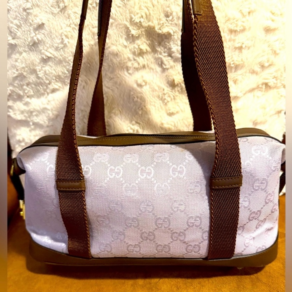 Gucci GG Canvas Boston Bag in Lavender Canvas